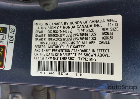2014 Honda Cr-V Lx from USA, damaged, VIN 2HKRM4H31EH635367